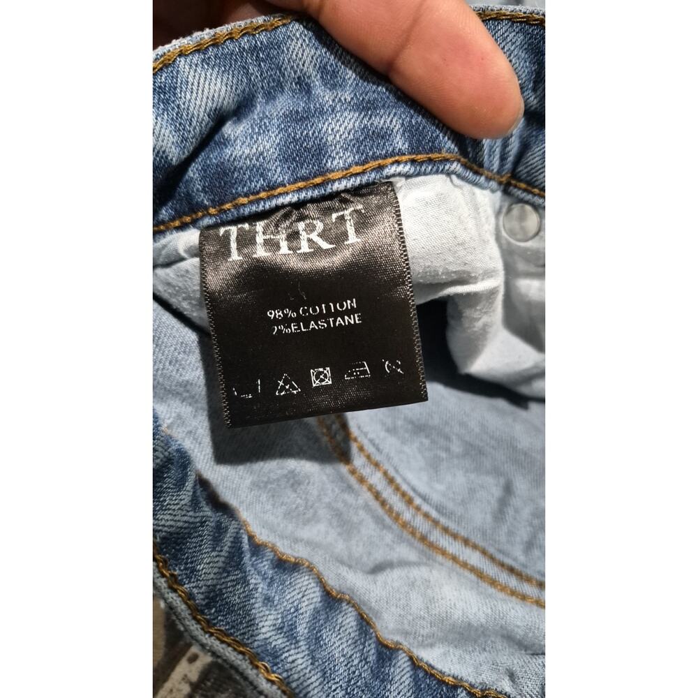 THRT Denim Jeans Men's Size 32 Light Wash Graphic Distressed Streetwear Y2K - Picture 4 of 16